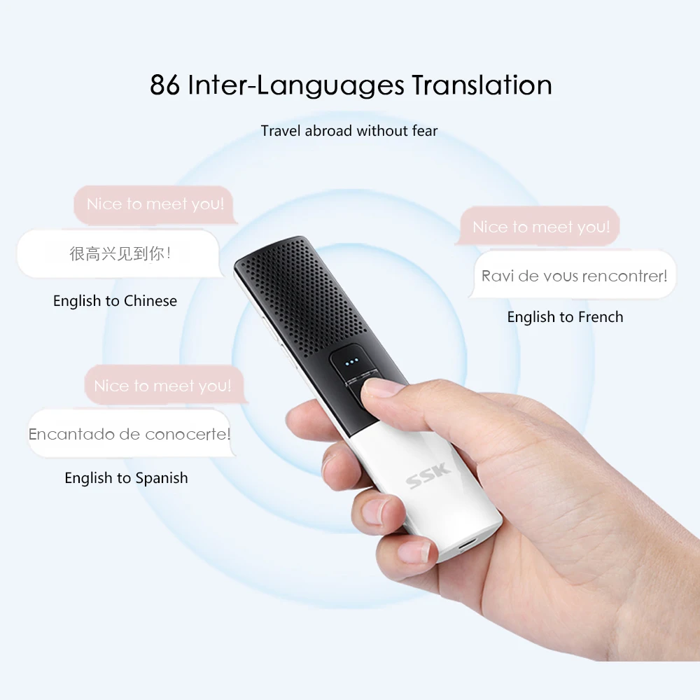 SSK Bluetooth Smart language Translator двусторонний переводчик в режиме реального времени 80+ language s переводчик для обучения бизнесу
