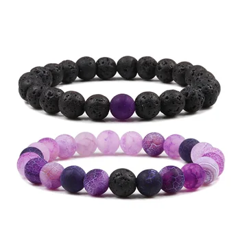 

Couples Distance Bracelet Classic Natural Lava Stone 8mm Beads Bracelets For Men Women Best Friend Fashion Yoga Jewelry Homme