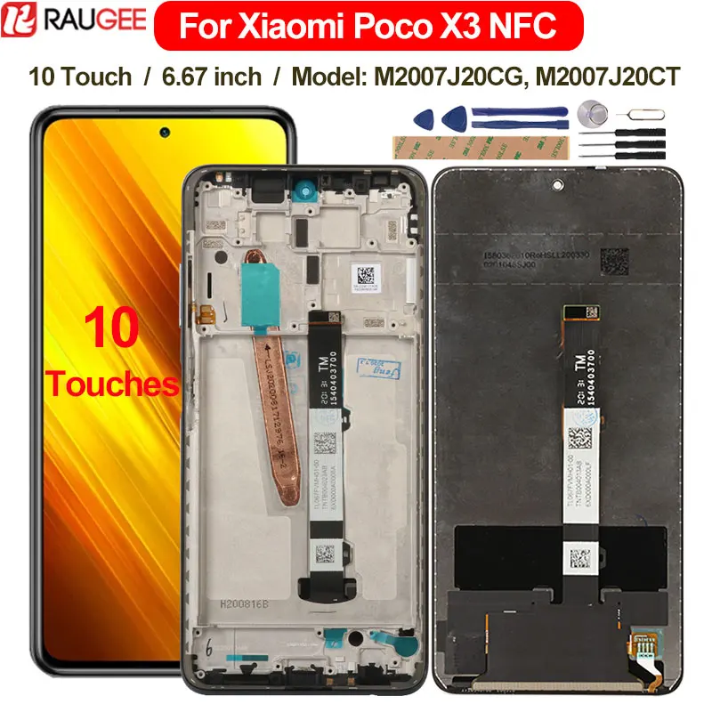 ЖК-дисплей для Xiaomi Poco X3 NFC LCD 10 сенсорный экран Замена дисплей в сборе