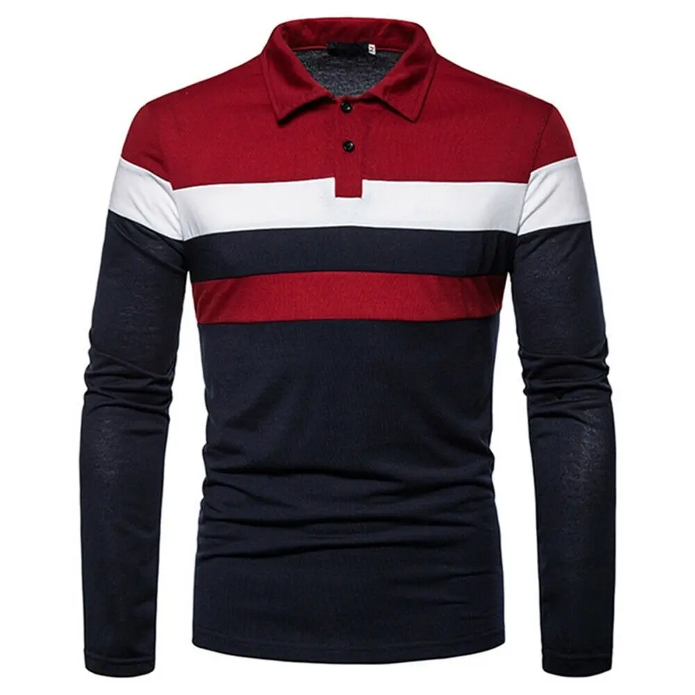 

New Men Long Sleeve Pullover Casual Stand Collar Stretch Slim Basic Shirts Tee Top