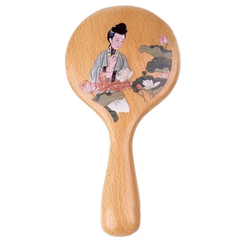 

1pc Wooden Makeup Mirror Mirror Cosmetic Spiegel Espejo Vanity Mirror Retro Durable Makeup Mirror For Women Girls