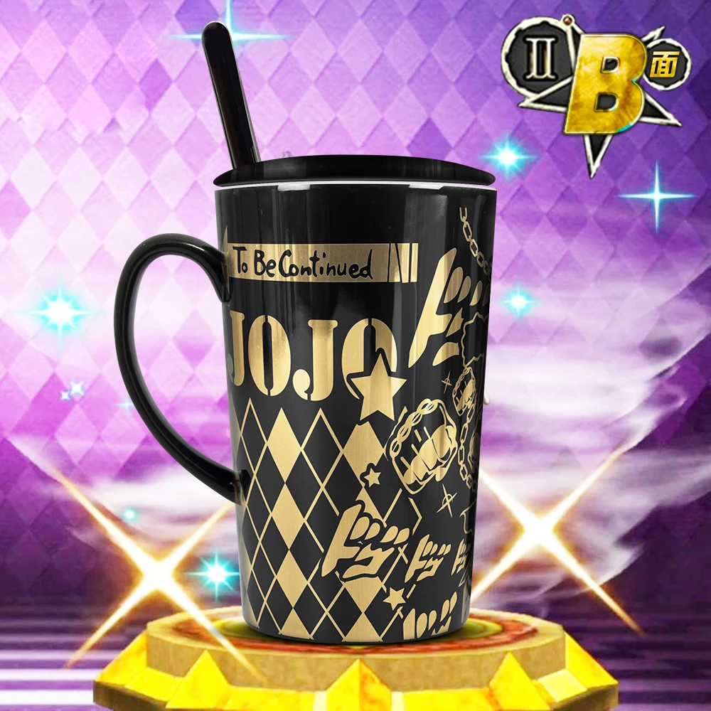 マグカップと蓋 ジョジョの奇妙な冒険 Kujo Jotaro セラミックコーヒーマグ ホットスタンピング アニメコスプレギフトのコレクション Aliexpress
