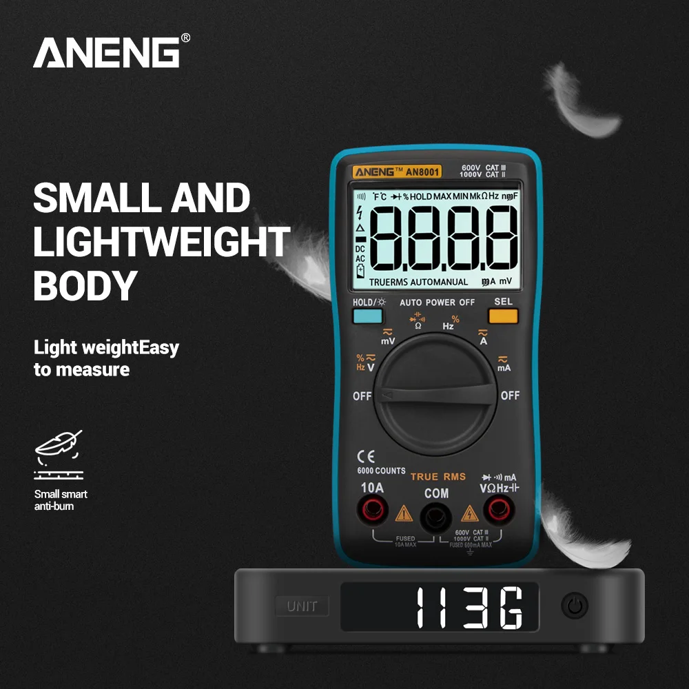 ANENG AN8001 True-RMS Автоматический диапазон цифровой мультиметр AC/DC Амперметр напряжения измеритель тока тестер измерения температуры