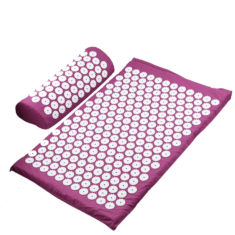 Акупрессура коврик для массажа ног Акупрессура шип Подушка фитнес йога коврик облегчение боли тела - Цвет: Purple mat pillow