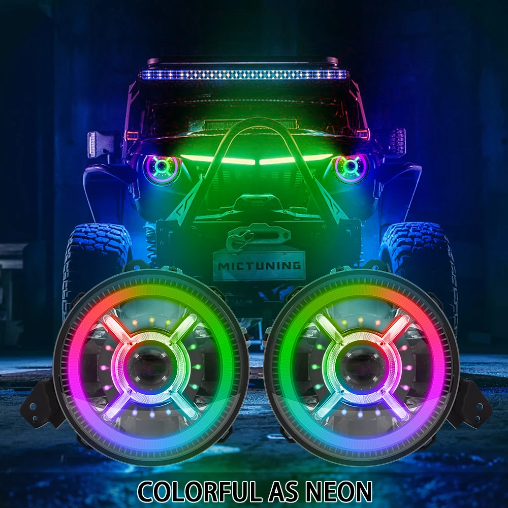 С несколькими цветами RGB цвет 9 дюймов светодиодный фар с Ангельские глазки Bluetooth