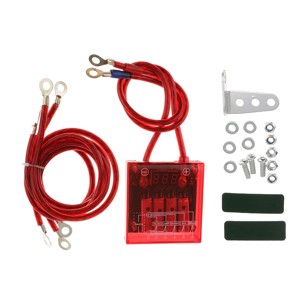 High Quality Car Fuel Saver Grounding Voltage Stabilizer Regulator Kit (Red)