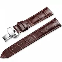 Watch strap Double-stretched butterfly buckle first layer calf leather leather strap Watch accessories factory direct sales