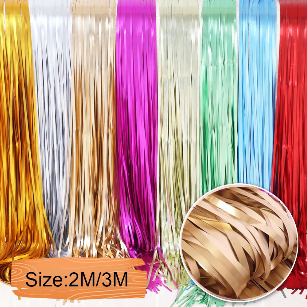 

2M 3M Metallic Foil Fringe Wedding Backdrop Stand Birthday Party Decorations Adult Mariage Door Curtain Swag Matte Tinsel Drapes