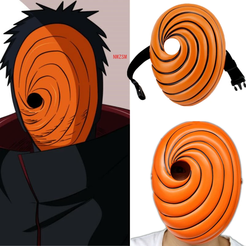 Аниме Akatsuki Uchiha маска Tobi Obito ниндзя Акацуки Madara Косплей костюмы резиновые маски