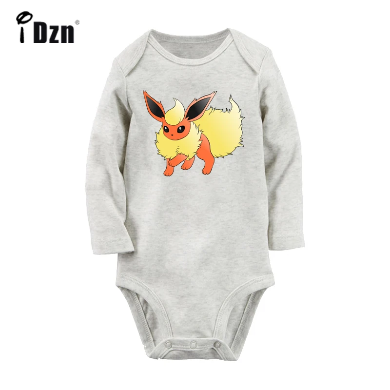 Костюм для новорожденных с рисунком из мультфильма «Pokemon Flareon Glaceon Jolteon», Leafeon Sylveon, боди с длинными рукавами для малышей, комбинезон, хлопковая одежда, подарок - Цвет: YbBaby986GC