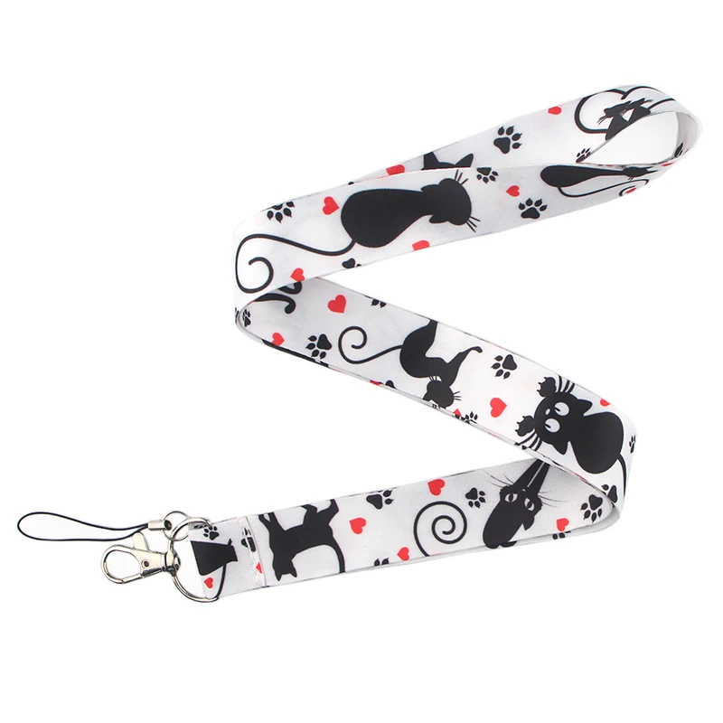 CA205 Cute Black Cat Lanyard Neck Strap for key ID Card Cellphone Straps Badge Holder DIY Hanging Rope Neckband Accessories CA205 Cute Black Cat Lanyard Neck Strap for key ID Card Cellphone Straps Badge Holder DIY Hanging Rope Neckband Accessories