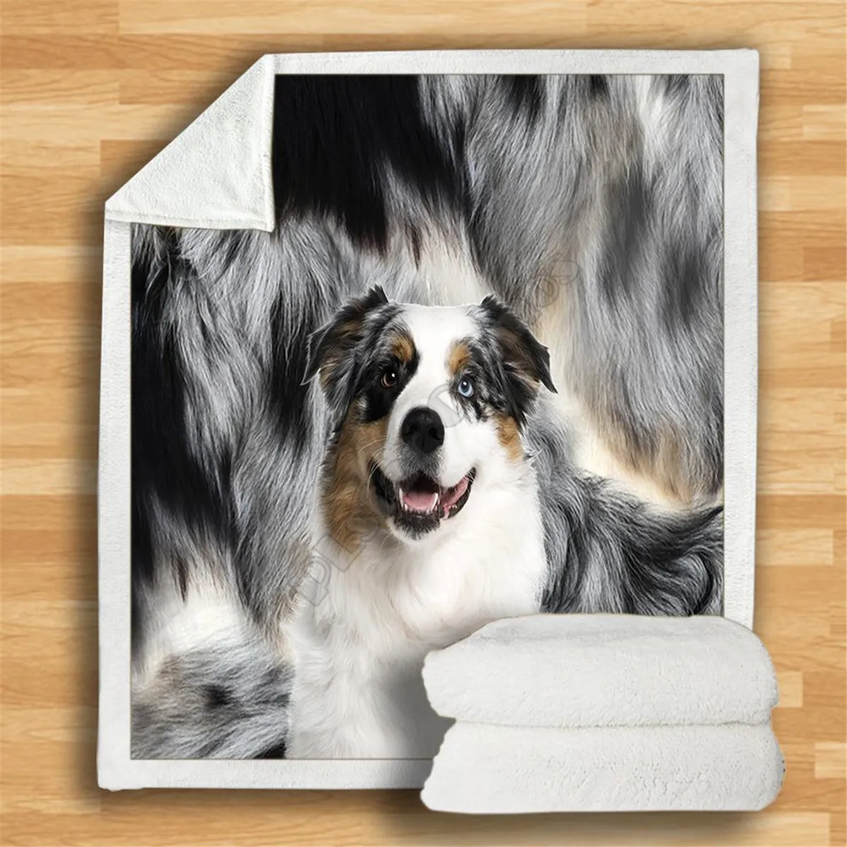 Australian Shepherd Cozy Premium Fleece Blanket 3D Printed Sherpa Blanket on Bed Home Textiles