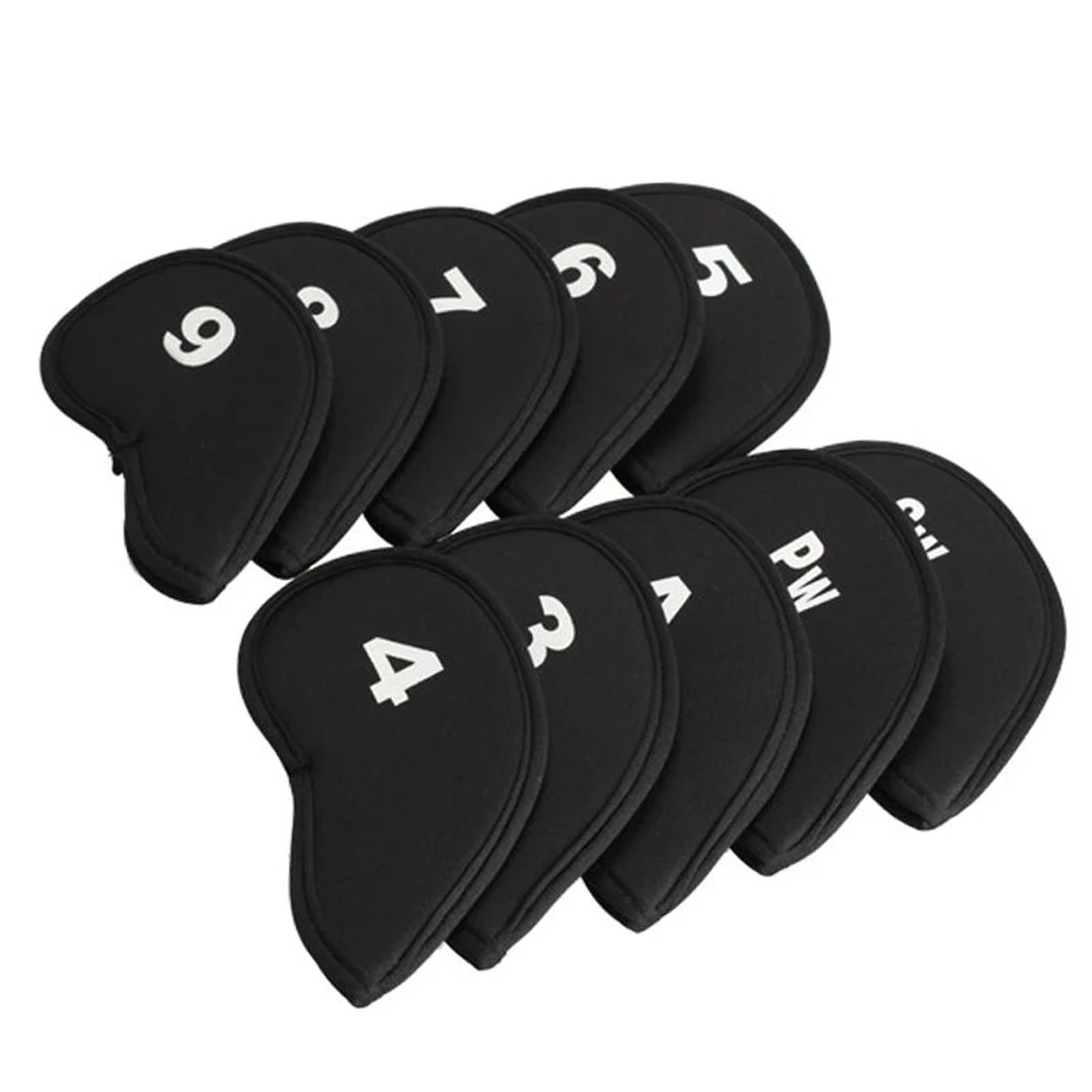 Cubiertas protectoras de hierro para palos de Golf, accesorios para palos de Golf, color negro, rojo y azul, 10 unidades por juego