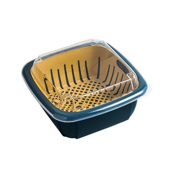 

Strainer PP Double Layer Storage Colander Washing Bowl Thick Drain Basket Cleaning Fruit Vegetable Home Large Kitchen Tool