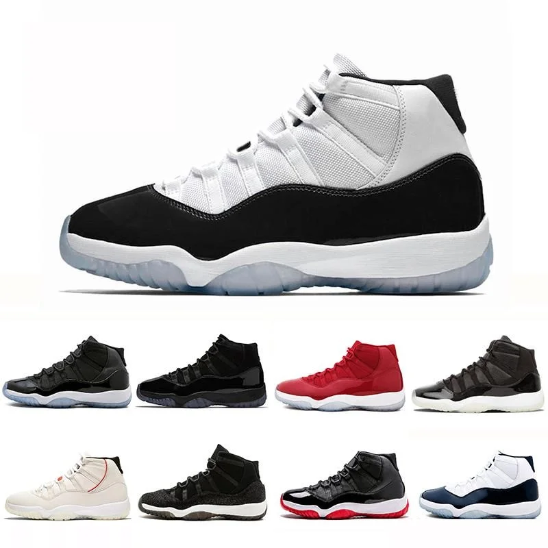 

Concord High 45 11 XI 11s Cap and Gown PRM Heiress Gym Chicago Platinum Tint Space Jordan Men Basketball Shoes sports Sneakers