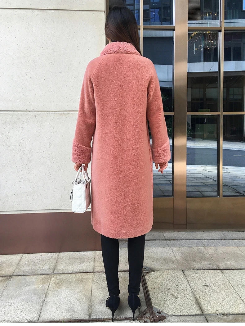 Женское зимнее пальто из 30% натуральной шерсти, теплая куртка, меховые пальто для девочек, Женская длинная куртка, пальто SY01