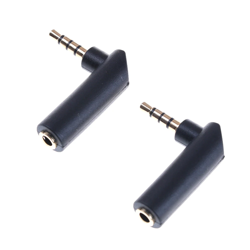 2pcs Black Connector 3.5 Jack Right Angle Female To 3.5mm 4Pole Male Audio Stereo Plug L Shape Jack Adapter Connector