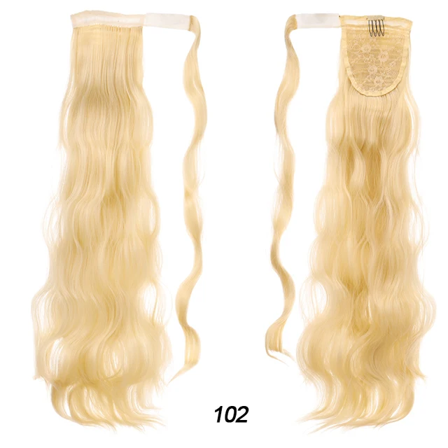 DIANQI Synthetic Corn Wavy Long Curly Ponytail Hairpiece Wrap on Clip Hair Extensions Black Pony Hair 102