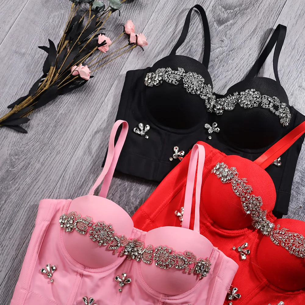 A1050 Korean Party Wrapped Chest Slim Pad Fish Bone Camisole Women New Sexy Small Steel Bustier Corset Vest Crop Tops