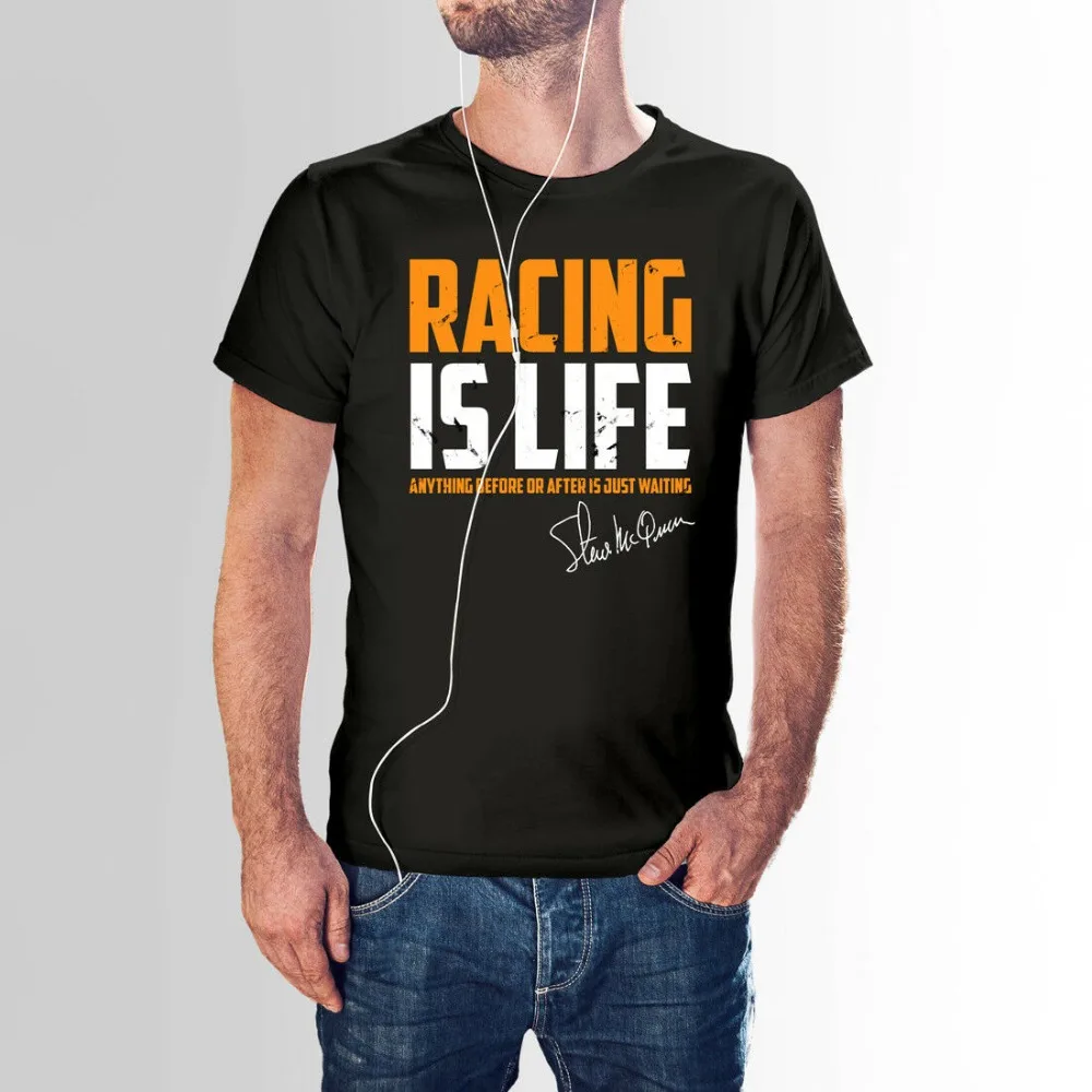 Racing Is Life Steve Mcqueen Inspired Le Mans 24 Hr новинка футболка Новая летняя брендовая футболка из хлопка высокого качества для мужчин