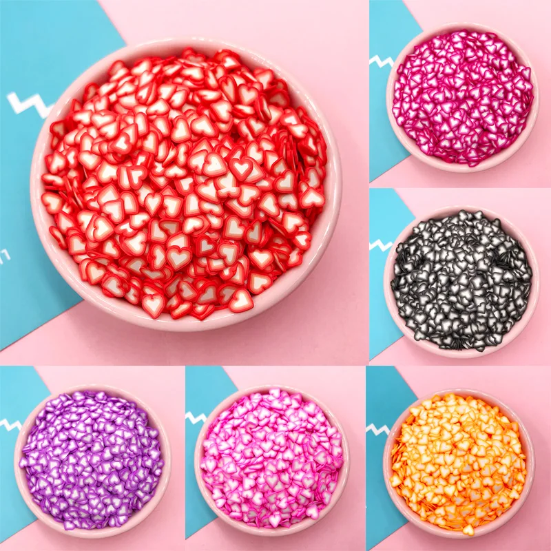 50 г Горячие полимерные кусочки сердца мягкая глина разбрызгиватель для слайма DIY