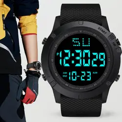 Модный повседневный светодиодный цифровой дисплей дата Военный Спортивный резиновый ремешок для часов водонепроницаемые мужские