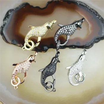 

23*10mm 10pcs/lot Fashion cz lobster clasp ,plating cute bird shape cubic zirconia charm,handmade diy jewelry component clasp