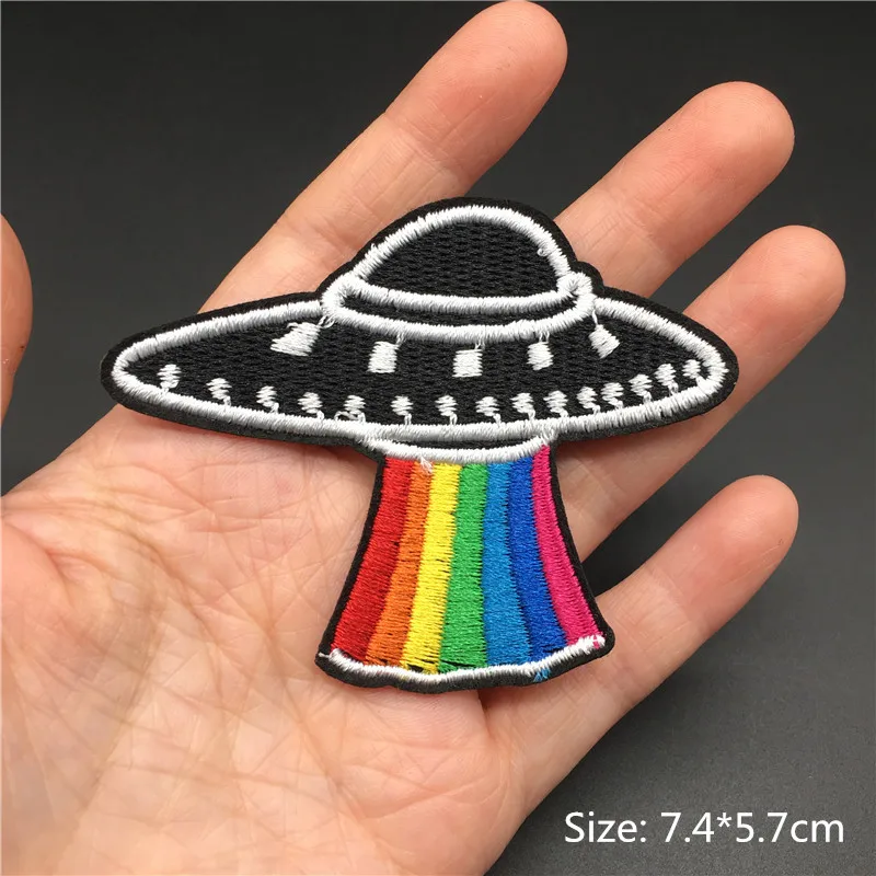 UFO Rakete Alien Patches für Kleidung Streifen Appliques Stickerei Abzeichen Nähen DIY Dekoration Kleidung Aufkleber Eisen auf Patch – Detail 6