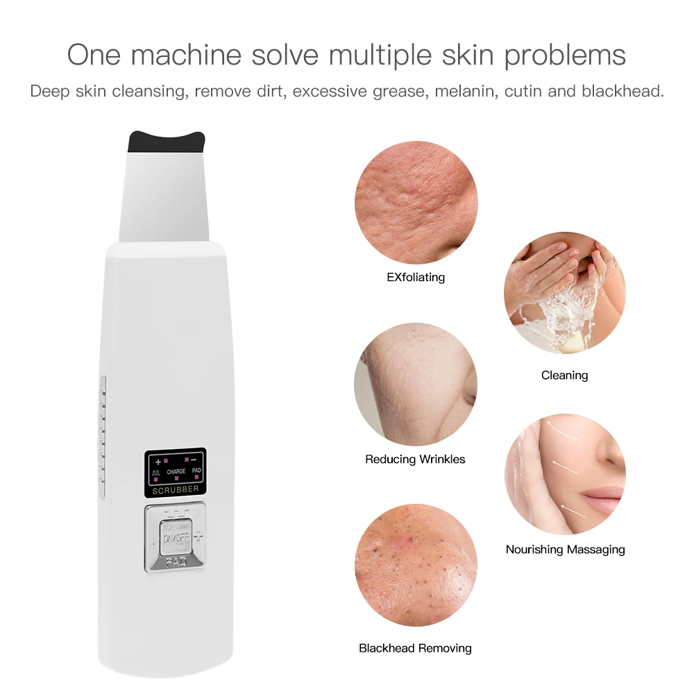 Skin Scrubber Ultrasonic Ion Facial Care Ultrasonic Scrubber Cleaner Blackhead Removal Face Peeling Extractor Skin Beauty Tools
