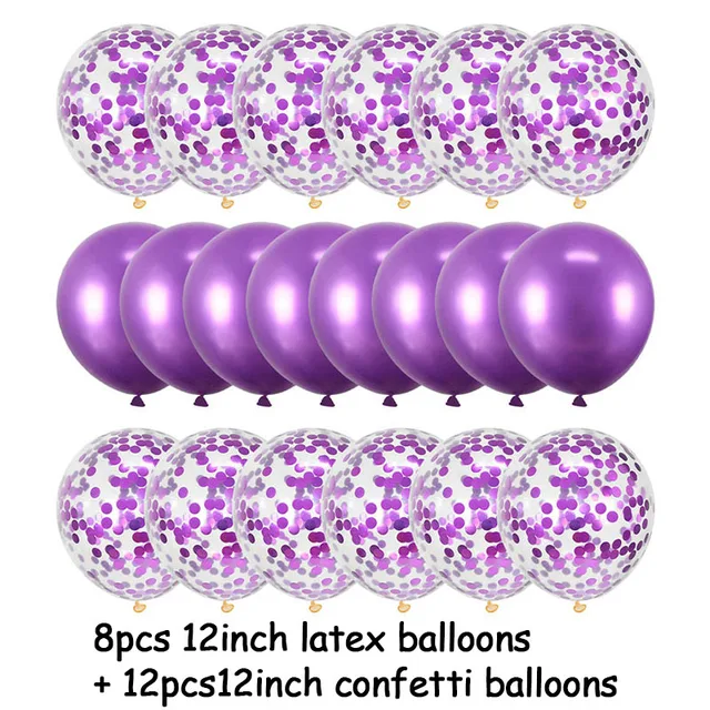 20Pcs Rose Gold Balloon Set Confetti Metallic Balloons Birthday Party Wedding Decoration Anniversary Globals Baby Shower Balloon 20pcs purple set