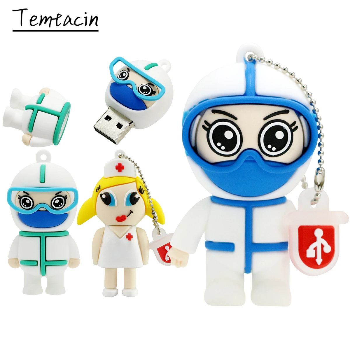 Cartoon Doctor Nurse Pendrive 128G Cle USB 2.0 Flash Memory Pen Drive Stick 16GB 32GB 64G 256G Drives External Storage | Компьютеры и