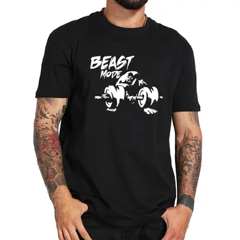 

Beast Mode T-shirt Cool Strange Muscle Print Black Camiseta 100% Cotton Weightlifting Tshirt