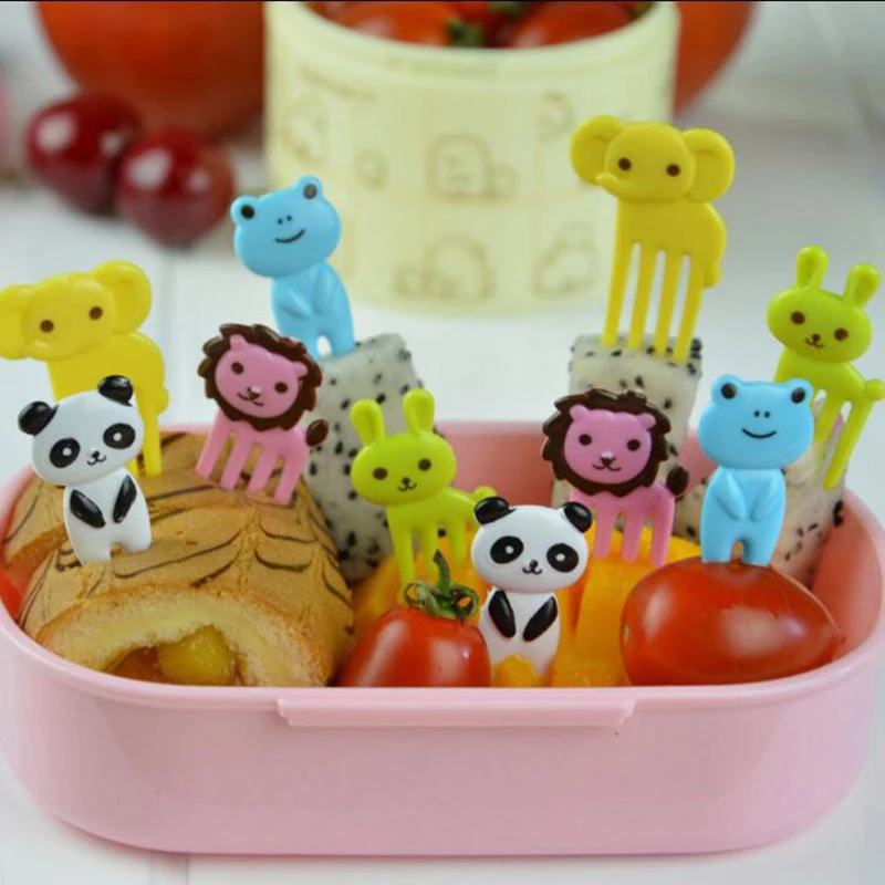 6/10Pcs Bento Animal Food Fruit Picks Forks Lunch Box Kitchen Supply Decor