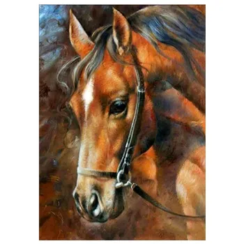 

CaiLong1990 Diamond Embroidered Animal Cross Stitch DIY Full Circle Diamond Painting Horse Diamond Mosaic Decoration