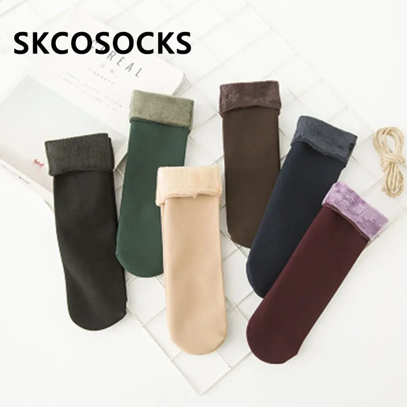 Зимние женские носки, теплые бархатные короткие носки для женщин, зимние носки, ботинки, носки-тапочки, плотные носки
