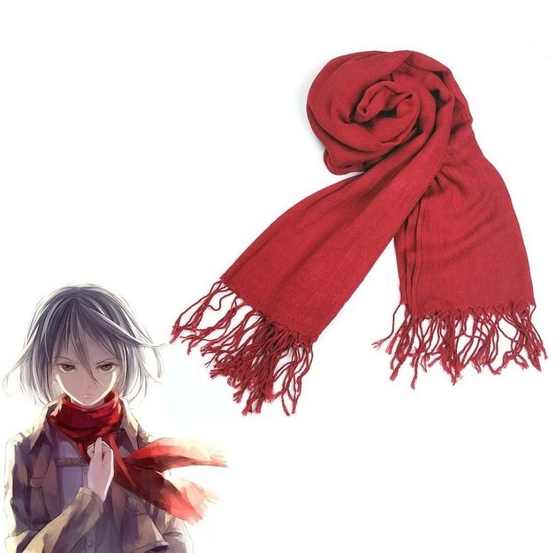 Attack On Titan Mikasa Ackerman Cosplay Scarf Japanese Anime Shingeki