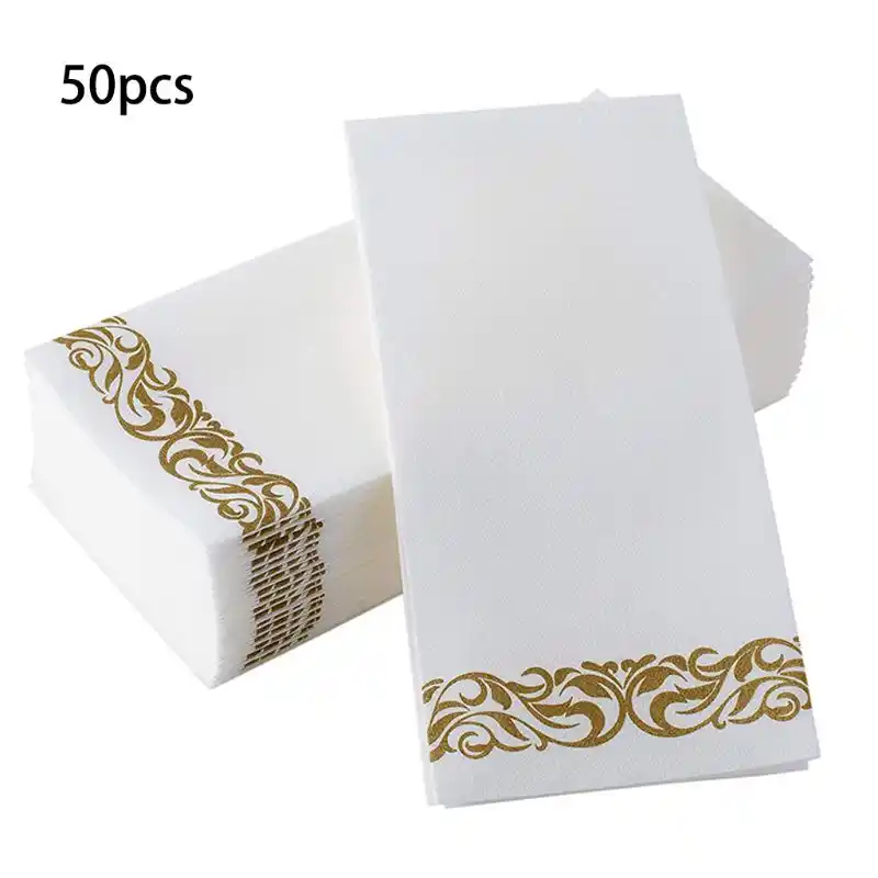 Weddings Dinners or Events White and Rose Gold Parties 100 Disposable Guest Towels Soft and Absorbent Linen-Feel Paper Hand Towels Durable Decorative Bathroom Hand Napkins Good for Kitchen