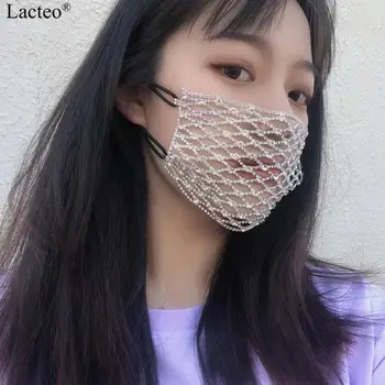 

Lacteo Fashion Bling Rhinestone Reticulated Face Mask Sexy Shiny Crystal Adjustable Jewelry Mask Accessories for Women