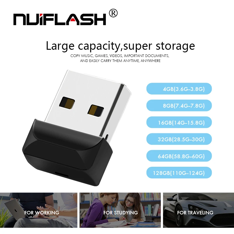 Nuiflash мини usb флеш-накопитель 4 ГБ 8 ГБ 16 ГБ флеш-накопитель 32 Гб 64 ГБ usb 2,0 флеш-накопитель cle usb