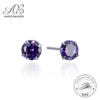 

Aneis Bagues Real 925 Sterling Silver Earrings Four Claws Crystal Zircon Silver Stud Earrings For Women Sterling Silver Jewelry