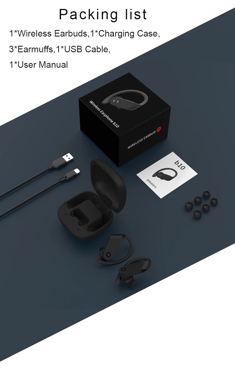 Mubebe инновационный дизайн TWS bluetooth-гарнитура стабильный ушной крючок деликатное моделирование HD Спортивные Беспроводные наушники B10 PK Q62