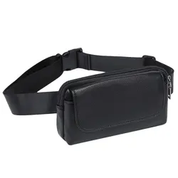 ABDB-Женская поясная сумка из черной искусственной кожи, поясная сумка с двойным карманом, поясная сумка для женщин, небольшая сумочка для