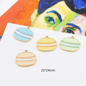 

10pcs Metal Gold Color Hamburger Enamel Charms Macaron Cake Charms For DIY Bracelet Earring Necklace Pendants Jewelry Accessory