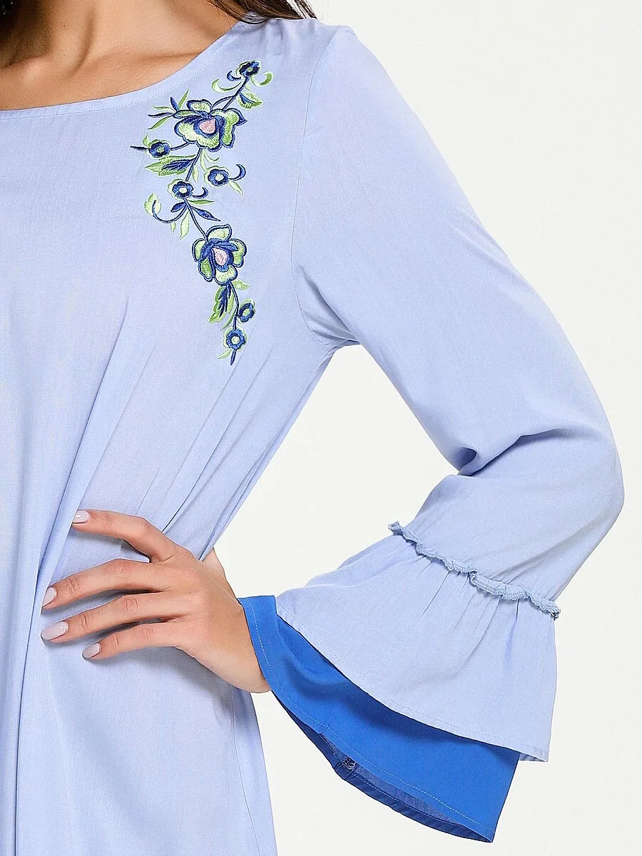 Женское мусульманское платье с оборками Abaya хиджаб рукавом колокольчиком
