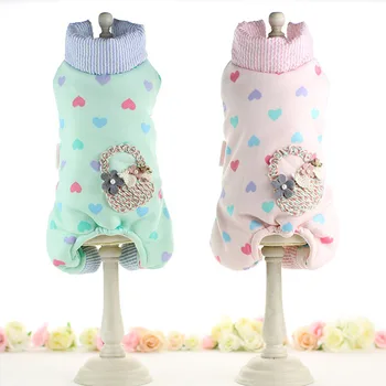 

Cute Heart Dog Jumpsuit Winter Warm Fleece Small Dog Cat Coat Jacket Chihuahua Shirt Hoodie Clothes For Pitbull
