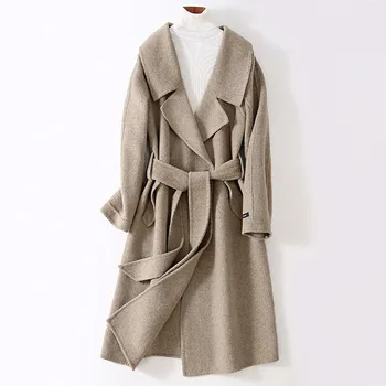 

High Quality Double-sided Cashmere Coat Female Autumn and Winter Loose Long Wool Coat Women Woolen Jacket NS1746