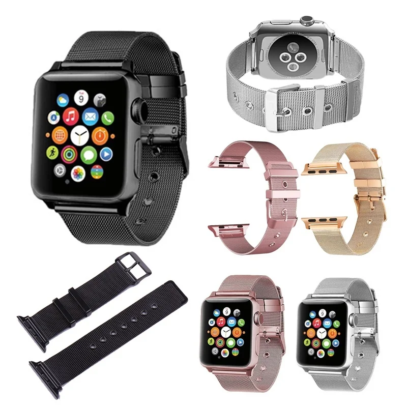 Миланский ремешок для Apple Watch 42 мм 38 40 44 мм металлический браслет из нержавеющей стали сетчатый ремень ремешок для Iwatch Serise 4 3 2 1