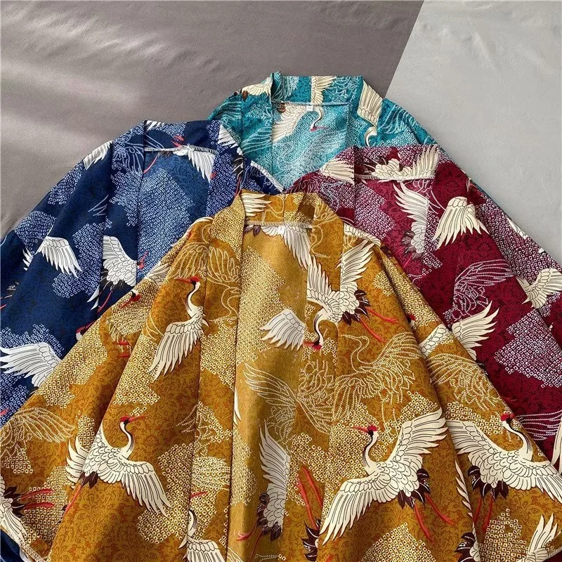 V-hanver Kimono Man Japanse Kleding Yukata Mannelijke Samurai Kostuum Haori Obi Strand Mannen Kimono Vest Japanse Streetwear Jas