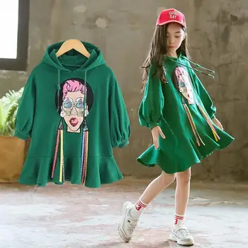 

New Autumn Girls Dresses Hoodies Cartoon Long Sleeve Baby Clothes Cotton Princess Kids Hoody Dresses for Girl Halloween Costume