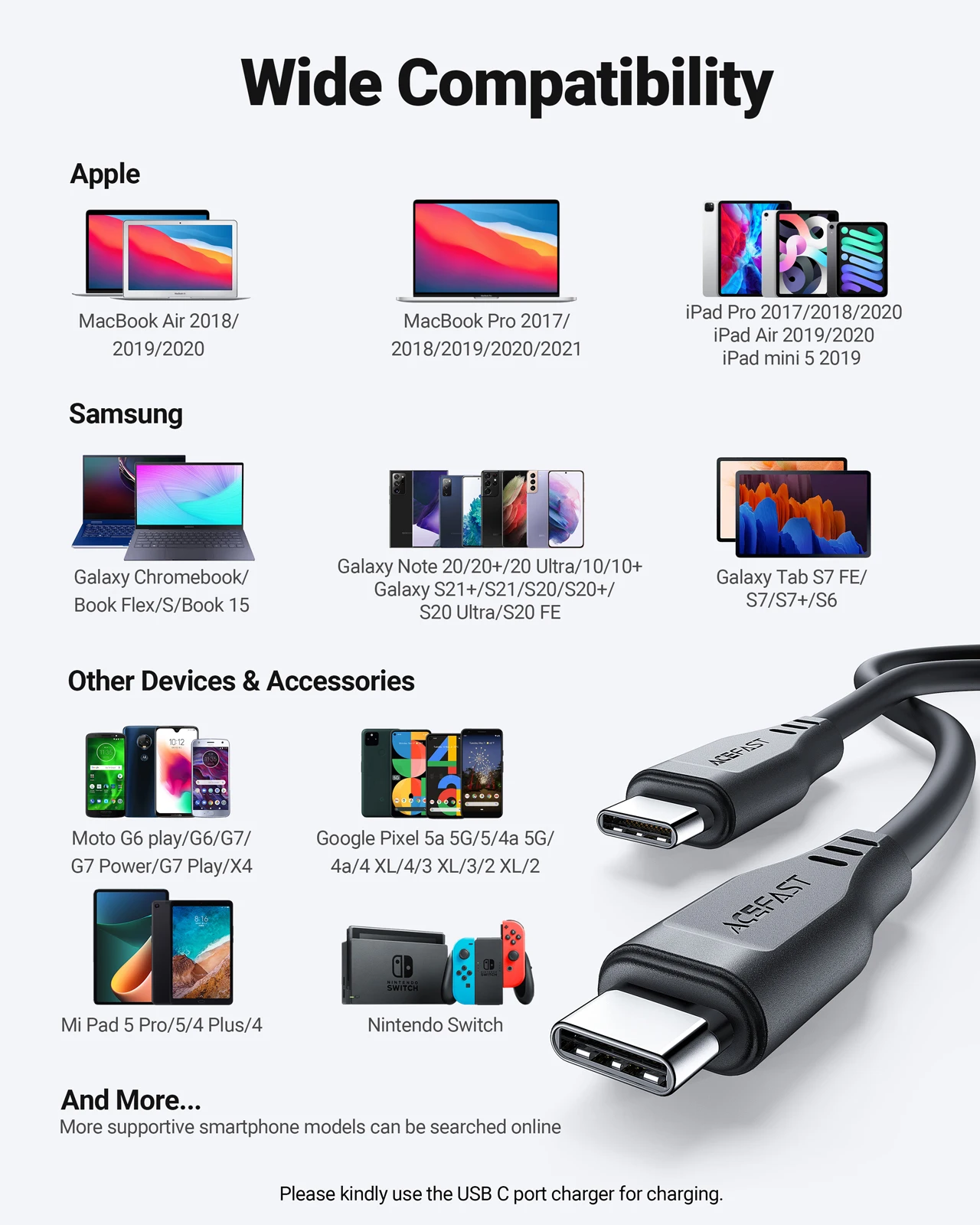 ACEFAST USB-C to USB-C Fast Charging Cable, 60W PD High-Speed Data Cord
